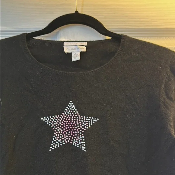 Cashmere Black Sweater with Rhinestone Star - Picture 4 of 5